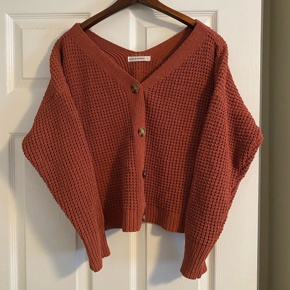 Women’s cropped button up sweater size L